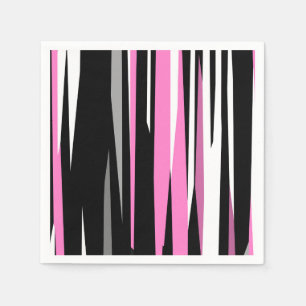 Serviette En Papier Noir rose et blanc Abstrait