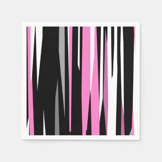 Serviette En Papier Noir rose et blanc Abstrait (Devant)
