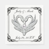 Serviette En Papier Noir Ruban Swans Argent Papier Napkins (Devant)
