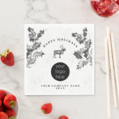 Serviette En Papier Noir Rustique Blanc Vacances Affaires Logo Noël (En situation)