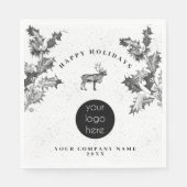Serviette En Papier Noir Rustique Blanc Vacances Affaires Logo Noël (Devant)