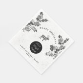 Serviette En Papier Noir Rustique Blanc Vacances Affaires Logo Noël (Coin)