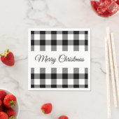 Serviette En Papier Noir Rustique Et Blanc Plaid Joyeux Noël (En situation)