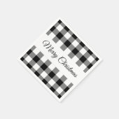Serviette En Papier Noir Rustique Et Blanc Plaid Joyeux Noël (Coin)