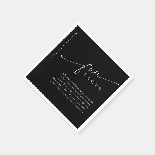 Serviette En Papier Noir Simple Moderne Script Fun Fun Fun Fun Mariage (Coin)