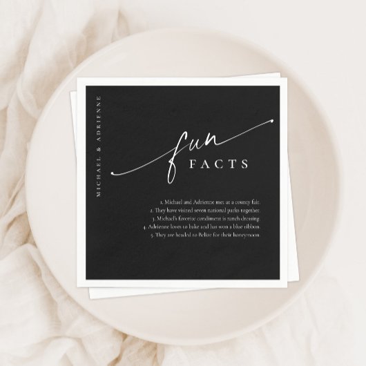 Serviette En Papier Noir Simple Moderne Script Fun Fun Fun Fun Mariage