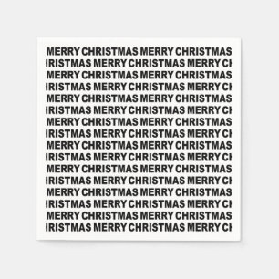 Serviette En Papier Noir sur blanc de Noël Typographie Papier Napkin