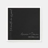 Serviette En Papier Noir Til Mort Mariage minimal Napkin (Devant)