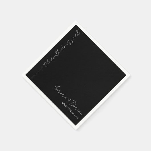 Serviette En Papier Noir Til Mort Mariage minimal Napkin (Coin)
