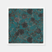 Serviette En Papier Noir Turquoise Rose gothique Elégant Mariage (Devant)