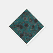 Serviette En Papier Noir Turquoise Rose gothique Elégant Mariage (Coin)