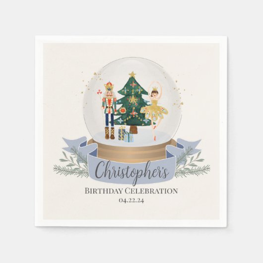 Serviette En Papier noisette bleu noël fête d'anniversaire vaisselle (Devant)