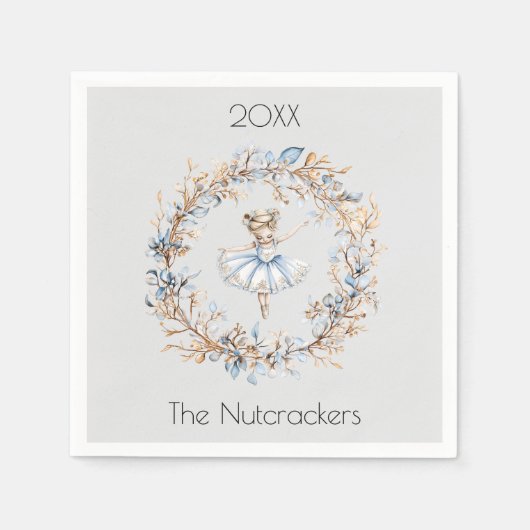 Serviette En Papier Noisette de Noël Aquarelle Ballerina (Devant)