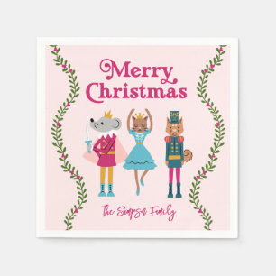 Serviette En Papier Noisette rose Noël