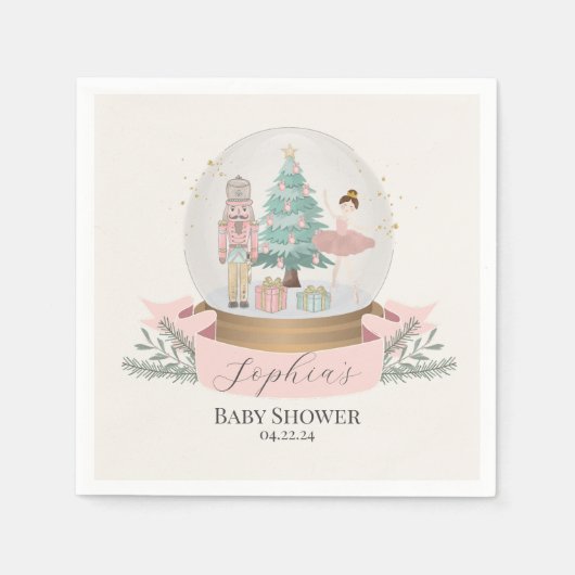 Serviette En Papier noisette rose noël baby shower vaisselle (Devant)