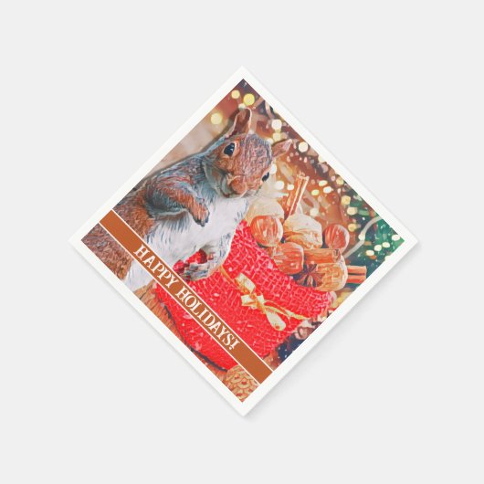 Serviette En Papier Noix de Noël d'écureuil mignonnes (Coin)