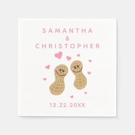 Serviette En Papier Noix sur l'autre Mariage rose et blanc (Devant)