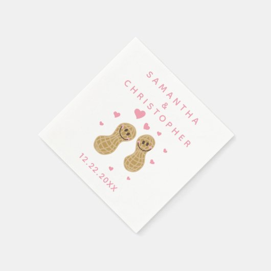 Serviette En Papier Noix sur l'autre Mariage rose et blanc (Coin)