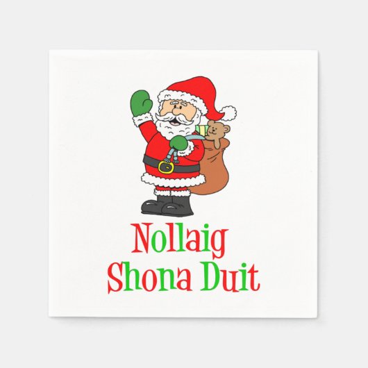 Serviette En Papier Nollaig Shona Duit Irish Christmas Père Noël (Devant)