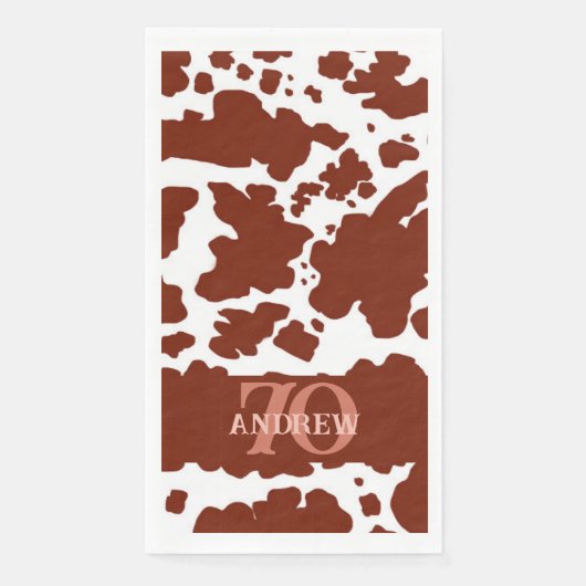 Serviette En Papier Nom Age Brown Vaches Spots Imprimer Agriculteur An (Devant)