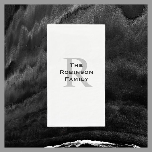 Serviette En Papier Nom blanc et noir Papier monogramme Serviette d'in