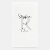 Serviette En Papier Nom blanc et noir Papier monogramme Serviette d'in (Devant)