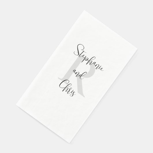 Serviette En Papier Nom blanc et noir Papier monogramme Serviette d'in (Coin)