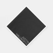 Serviette En Papier Nom blanc moderne en noir (Coin)