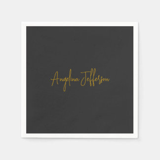 Serviette En Papier Nom Calligraphie Professional Elegant Gold Color