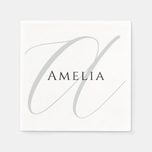 Serviette En Papier Nom Chic Monogramme Lettre initiale Calligraphie