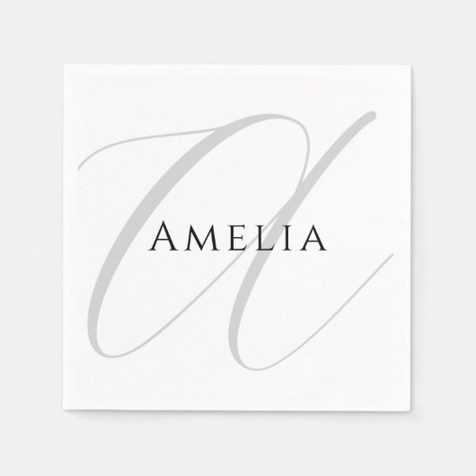 Serviette En Papier Nom Chic Monogramme Lettre initiale Calligraphie (Devant)