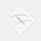 Serviette En Papier Nom Chic Monogramme Lettre initiale Calligraphie (Coin)