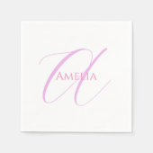 Serviette En Papier Nom Chic Monogramme Lettre initiale Calligraphie (Devant)