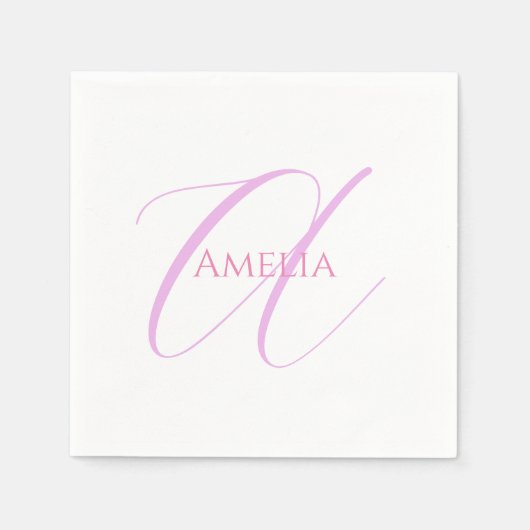 Serviette En Papier Nom Chic Monogramme Lettre initiale Calligraphie (Devant)