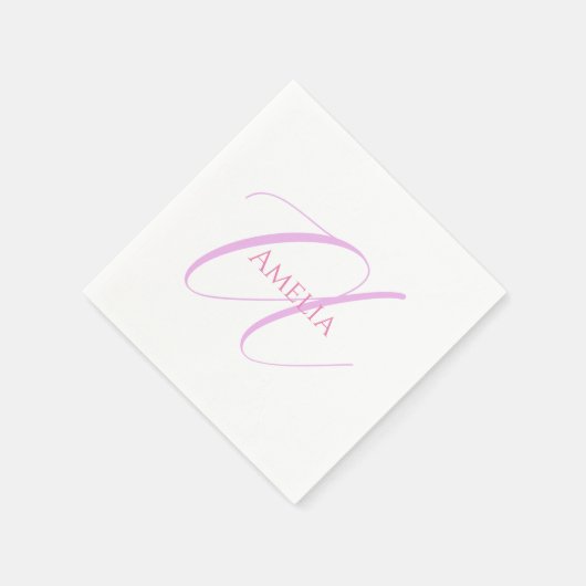 Serviette En Papier Nom Chic Monogramme Lettre initiale Calligraphie (Coin)