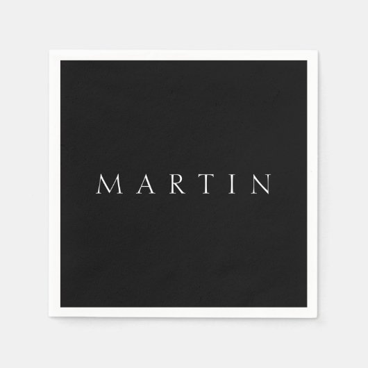 Serviette En Papier Nom classique (ou mot) | Noir et blanc (Devant)