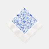 Serviette En Papier Nom Cobalt Bleu Tropical Feuilles Cocktail Coin (Coin)
