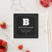 Serviette En Papier Nom commercial modifiable et Slogan | Noir & Blanc (En situation)