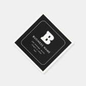 Serviette En Papier Nom commercial modifiable et Slogan | Noir & Blanc (Coin)