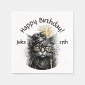 Serviette En Papier Nom cool de chat Steampunk et texte d'âge (Devant)