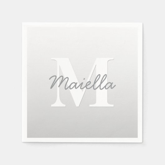 Serviette En Papier Nom cursif ou autre texte avec monogramme | Dégrad (Devant)