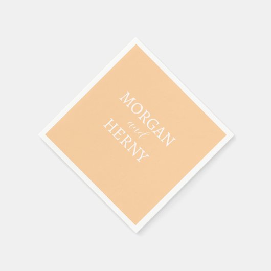 Serviette En Papier NOM customisé MARIAGE DE COULEUR DE PÊCHE MODERNE (Coin)