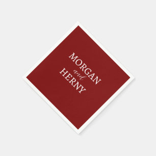 Serviette En Papier NOM customisé MARIAGE ROUGE CHERRY MODERNE STYLISH