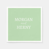 Serviette En Papier NOM customisé PALE MODERNE STYLISH MARIAGE VERT (Devant)