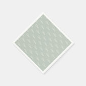 Serviette En Papier Nom customisé Sage Green White Script (Coin)