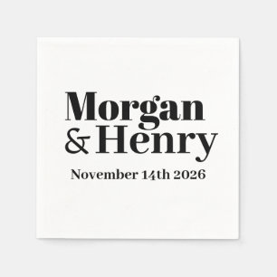 Serviette En Papier Nom customisé Simple Modern Minimal Mariage