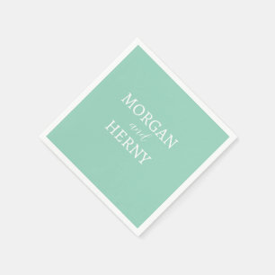 Serviette En Papier NOM customisé STYLISH MODERN TURQUOISE CLAIR MARIA