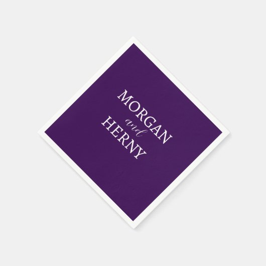 Serviette En Papier NOM customisé STYLISH MODERNE MODERNE PURPLE MARIA (Coin)