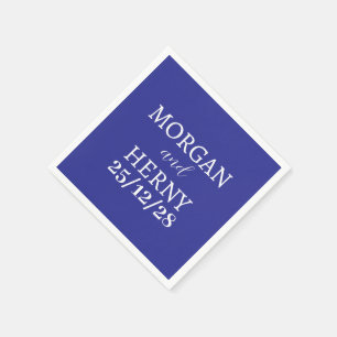 Serviette En Papier NOM customisé STYLISH MODERNE NOIR BLEU MARIAGE