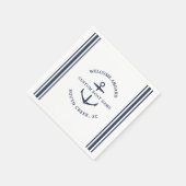 Serviette En Papier Nom de bateau personnalisé moderne Bienvenue à bor (Coin)